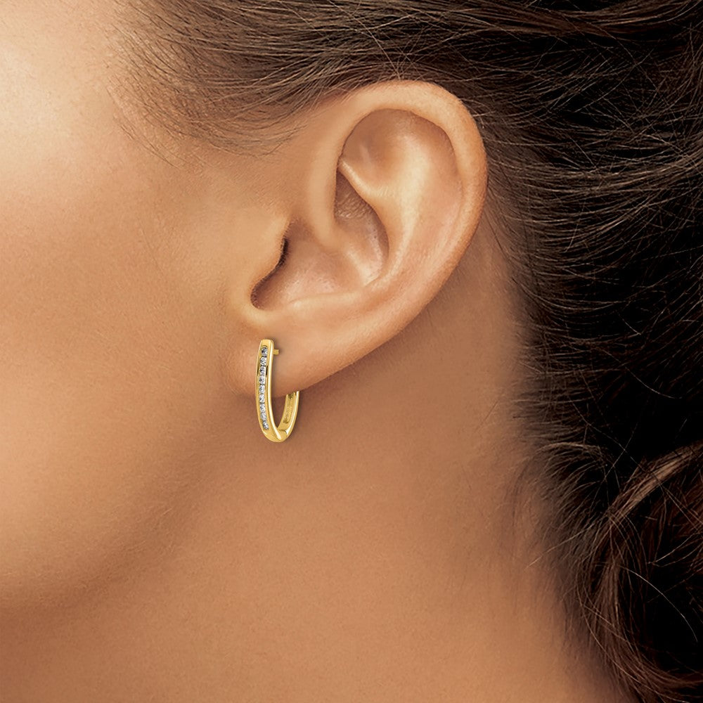 14k Diamond Oval Hinged Hoop Earrings