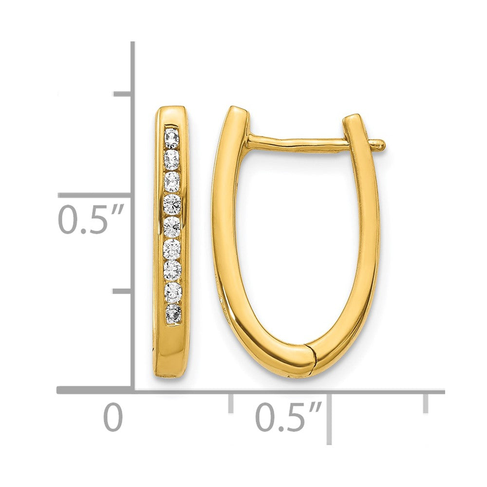 14k Diamond Oval Hinged Hoop Earrings