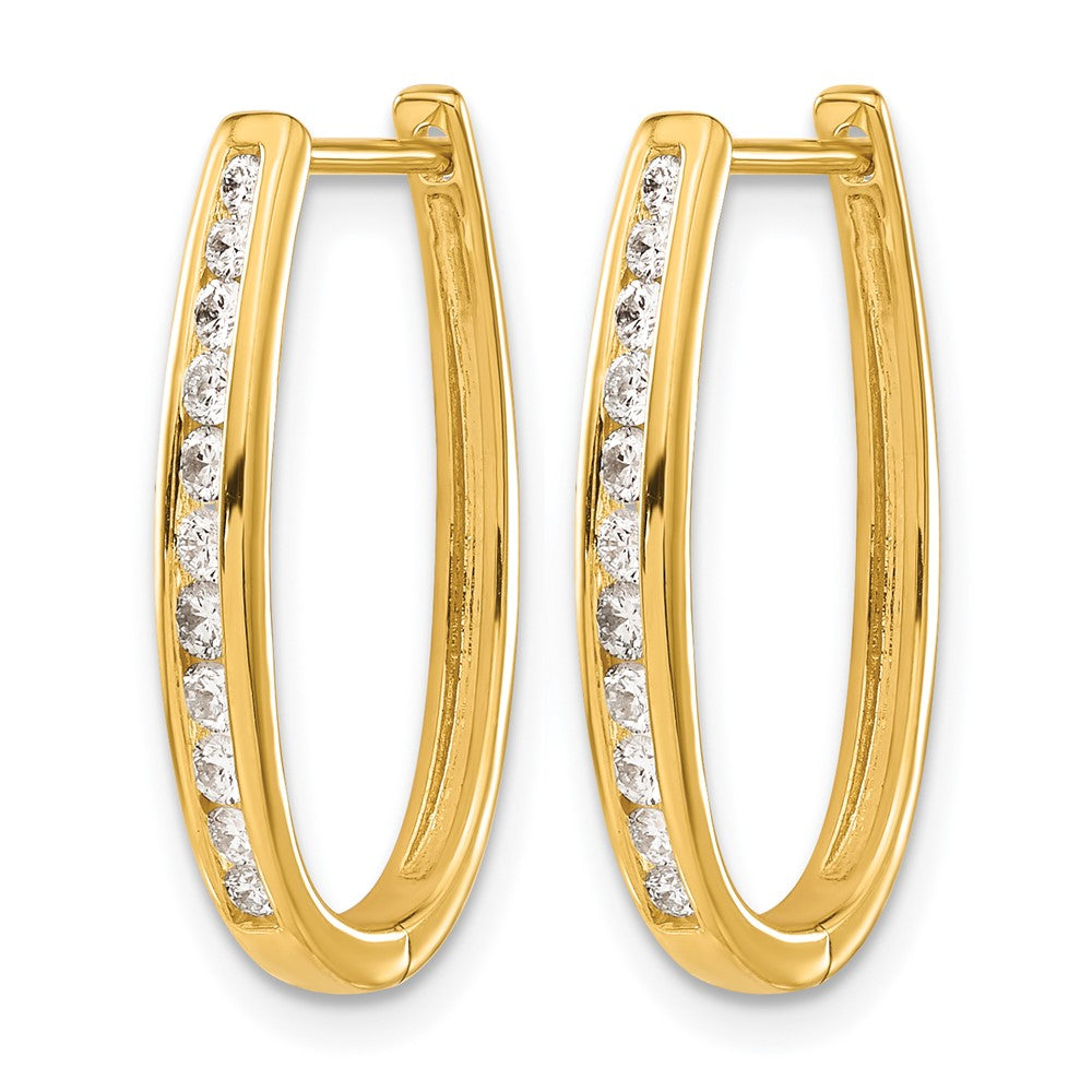 10k Diamond Oval Hinged Hoop Earrings