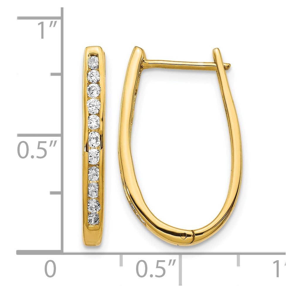 10k Diamond Oval Hinged Hoop Earrings