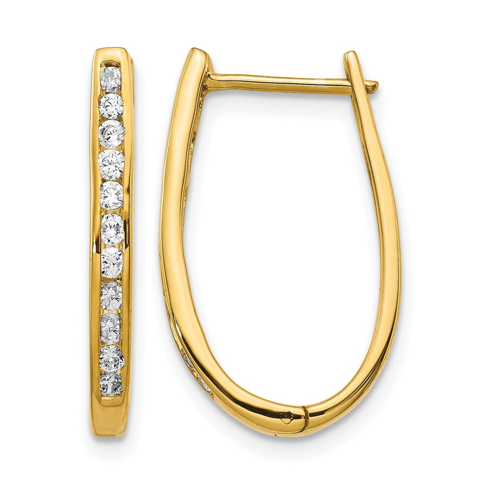 10k Diamond Oval Hinged Hoop Earrings