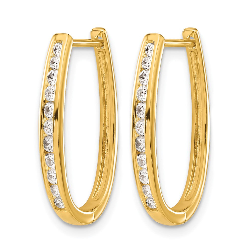 14k Diamond Oval Hinged Hoop Earrings
