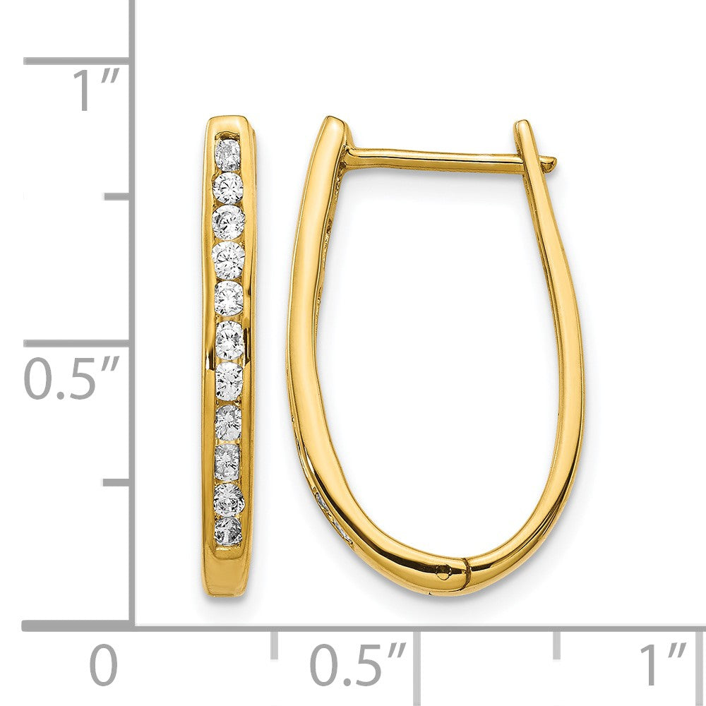 14k Diamond Oval Hinged Hoop Earrings