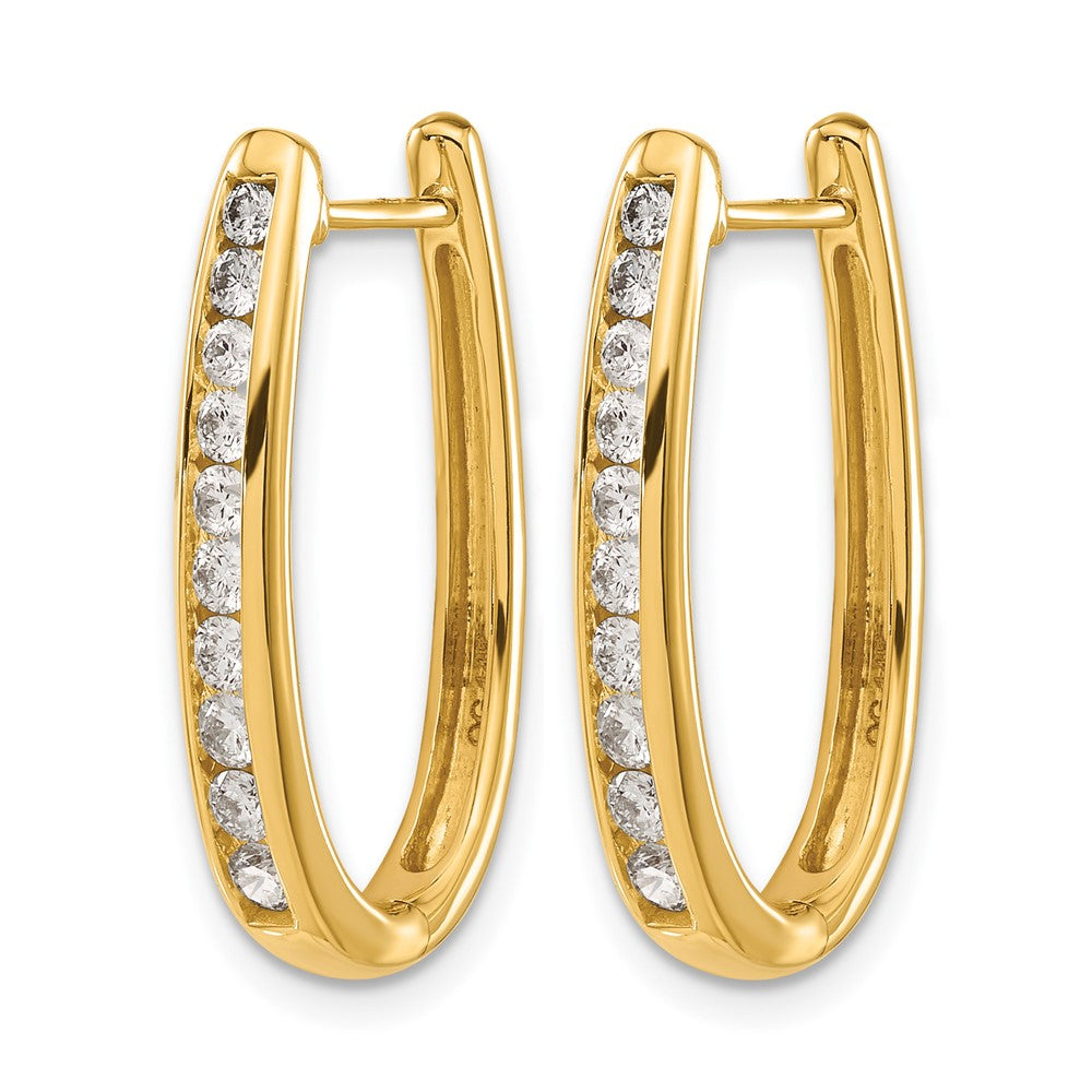 14k Diamond Oval Hinged Hoop Earrings