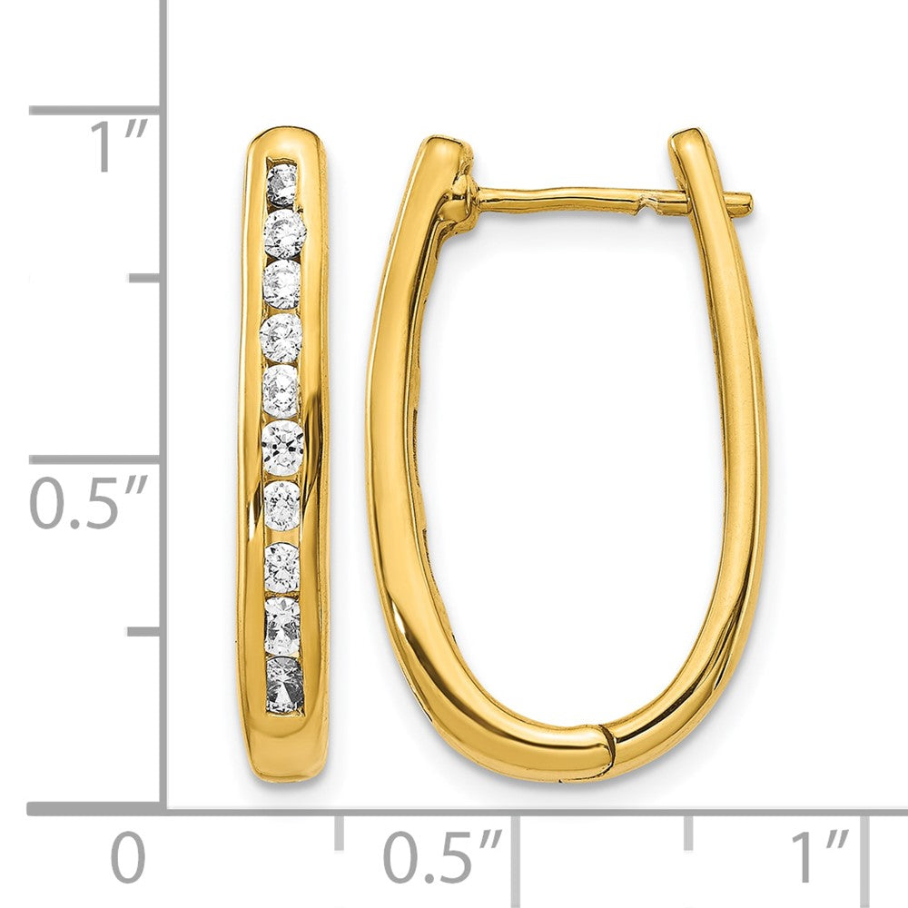 14k Diamond Oval Hinged Hoop Earrings