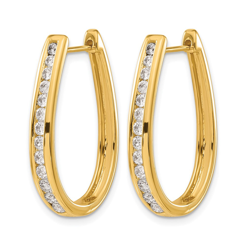 14k Diamond Oval Hinged Hoop Earrings