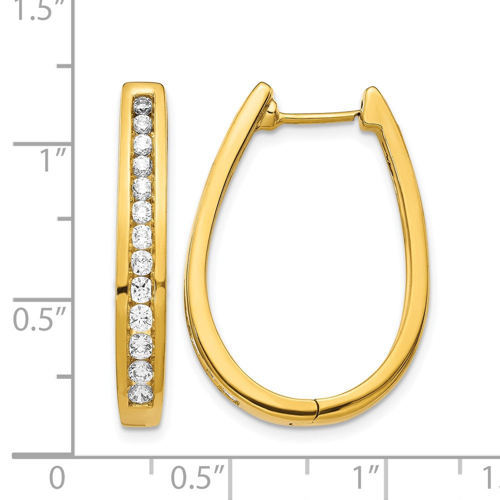14k Diamond Oval Hinged Hoop Earrings