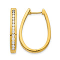 14k Diamond Oval Hinged Hoop Earrings