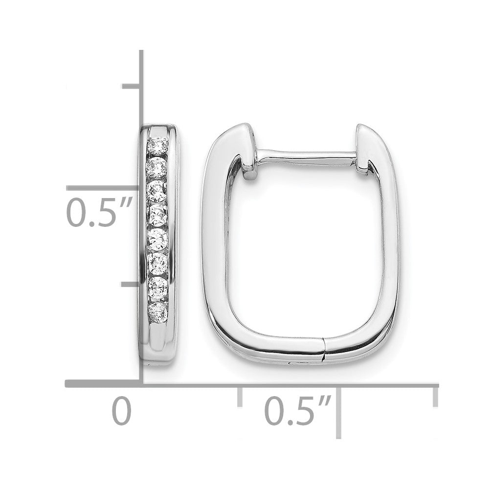 14k White Gold Diamond Complete Hinged Hoop Earrings