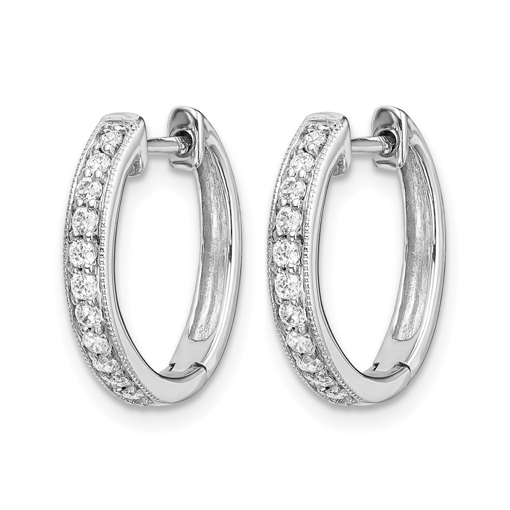 14k White Gold Diamond Hinged Hoop Earrings