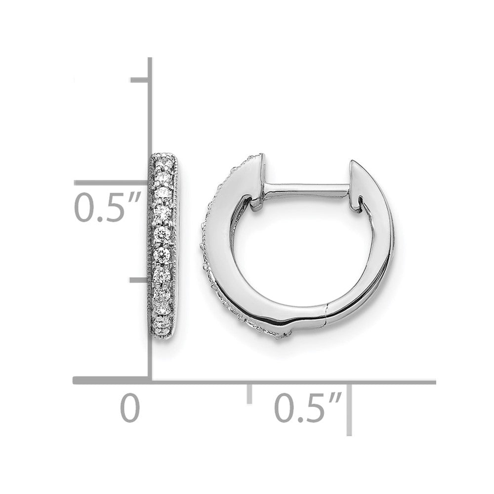 14k White Gold Diamond Hinged Hoop Earrings