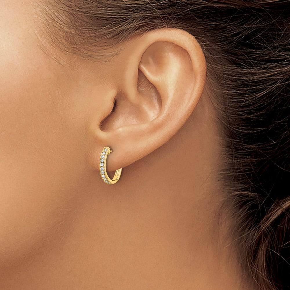 14k Diamond Hinged Hoop Earrings