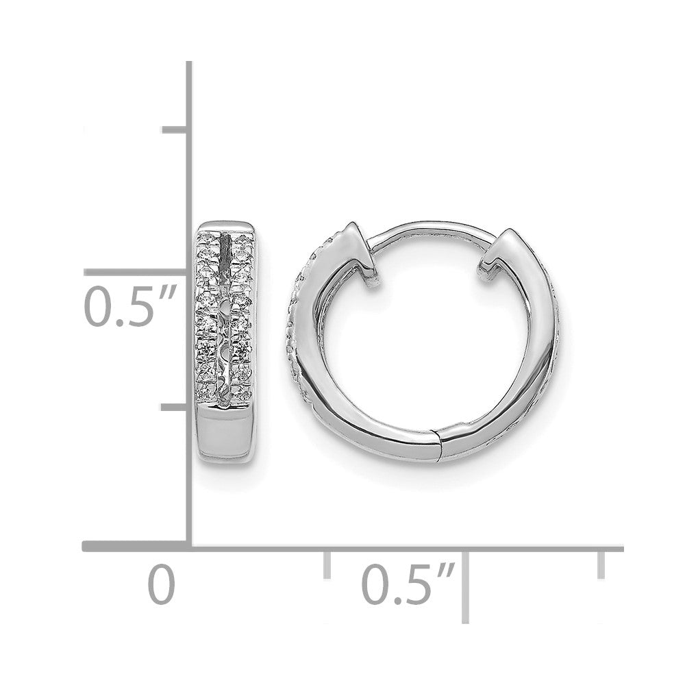 10k White Gold Diamond Hinged Round Hoop Earrings