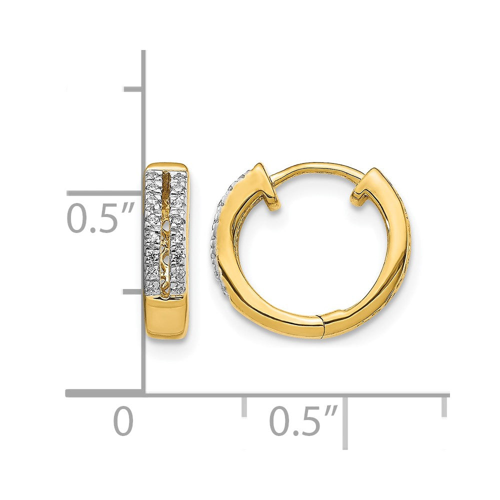 10k Diamond Hinged Round Hoop Earrings