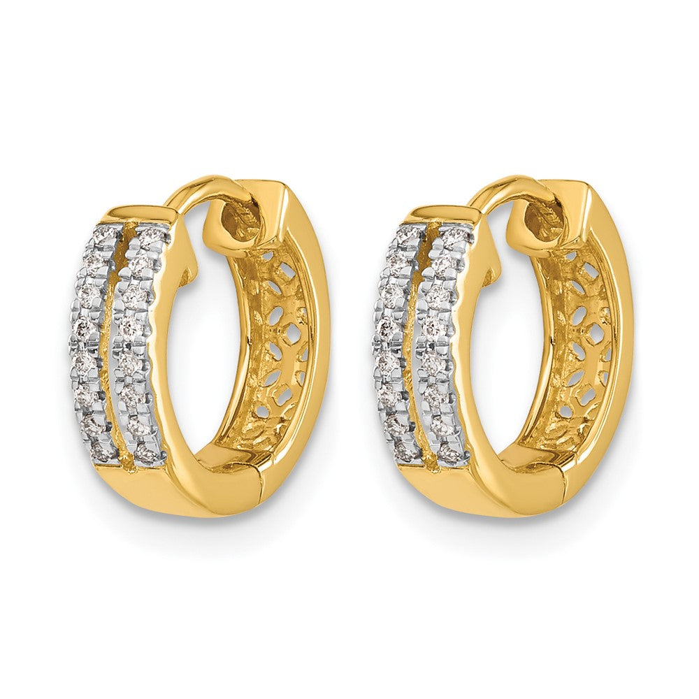 14k Diamond Hinged Round Hoop Earrings