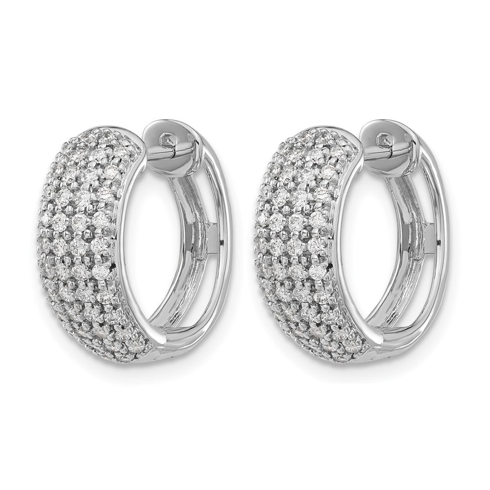 14k White Gold Diamond Hinged Hoop Earrings