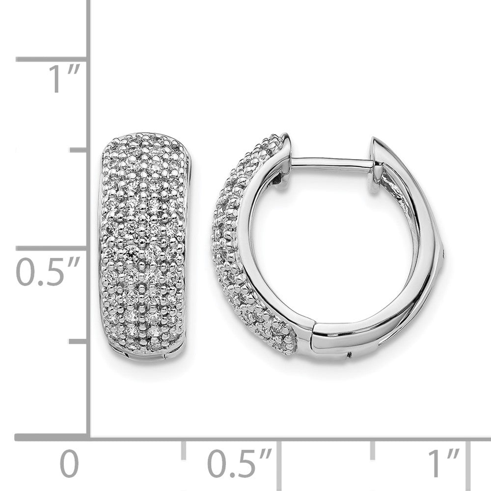 14k White Gold Diamond Hinged Hoop Earrings