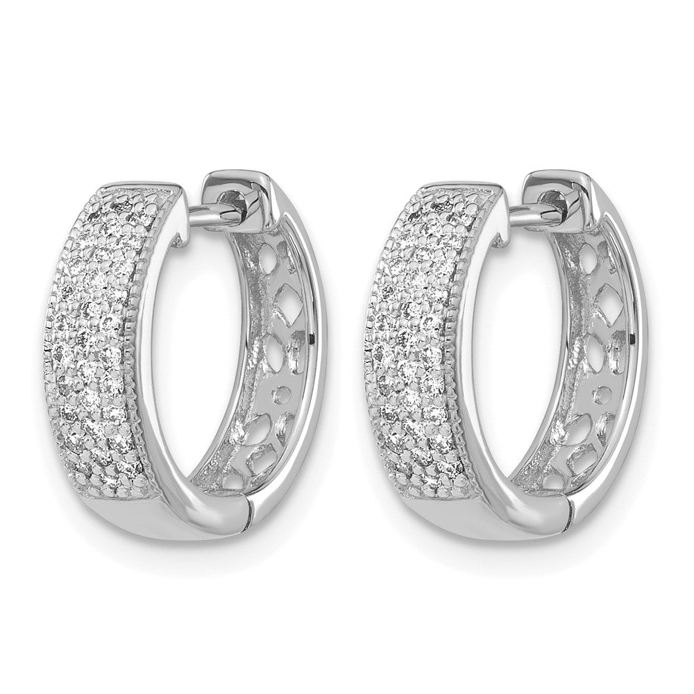 14k White Gold Diamond Hinged Hoop Earrings