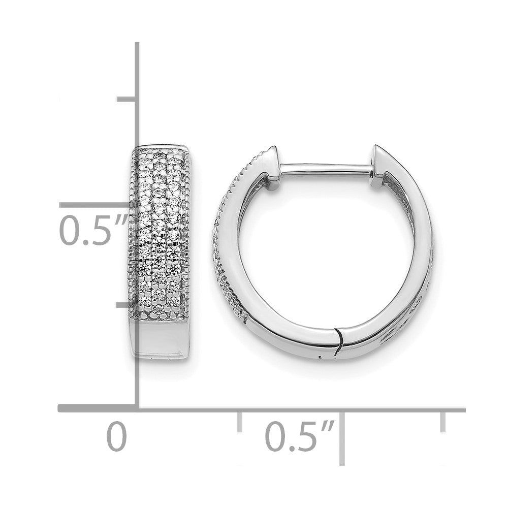 14k White Gold Diamond Hinged Hoop Earrings
