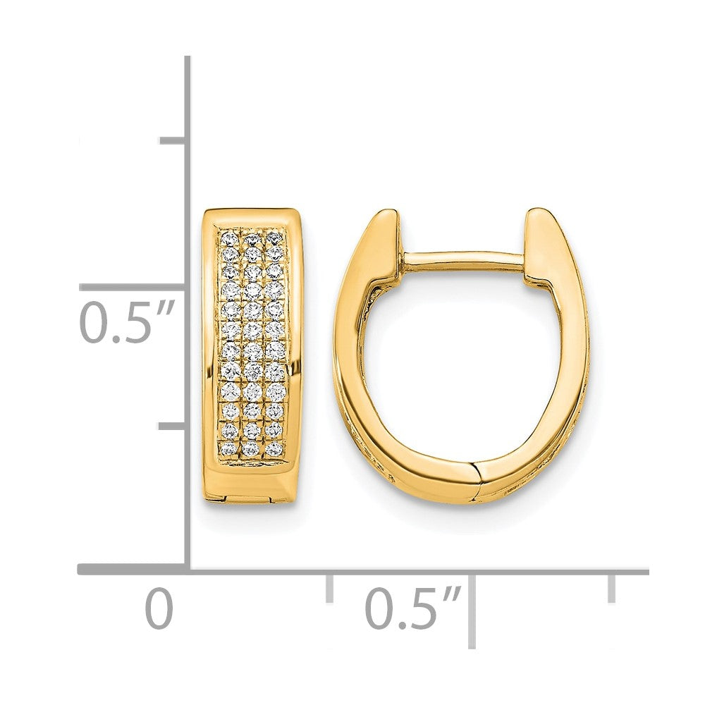 14k Diamond Small Hinged Oval Hoop Earrings