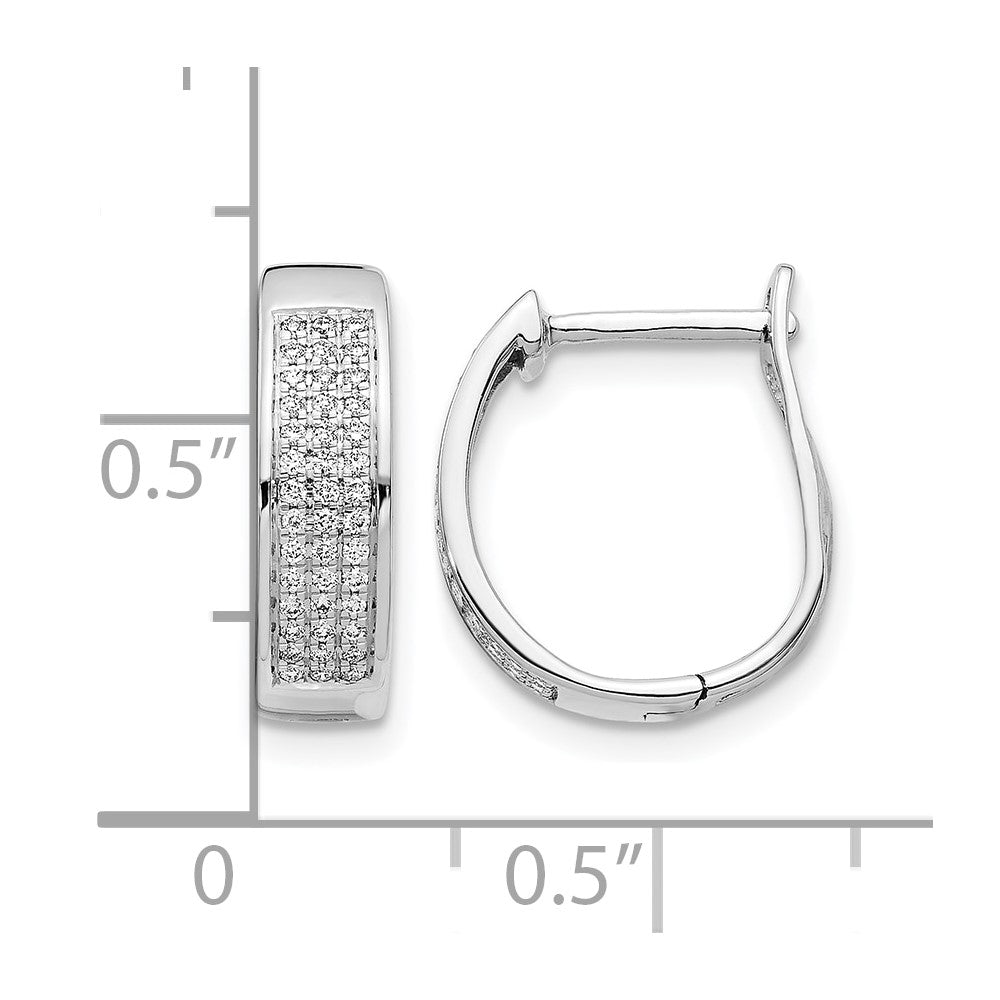 14k White Gold Diamond Hinged Oval Hoop Earrings