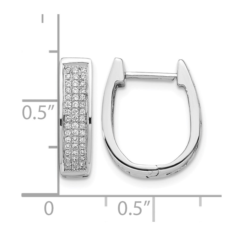 14k White Gold Diamond Medium Hinged Oval Hoop Earrings