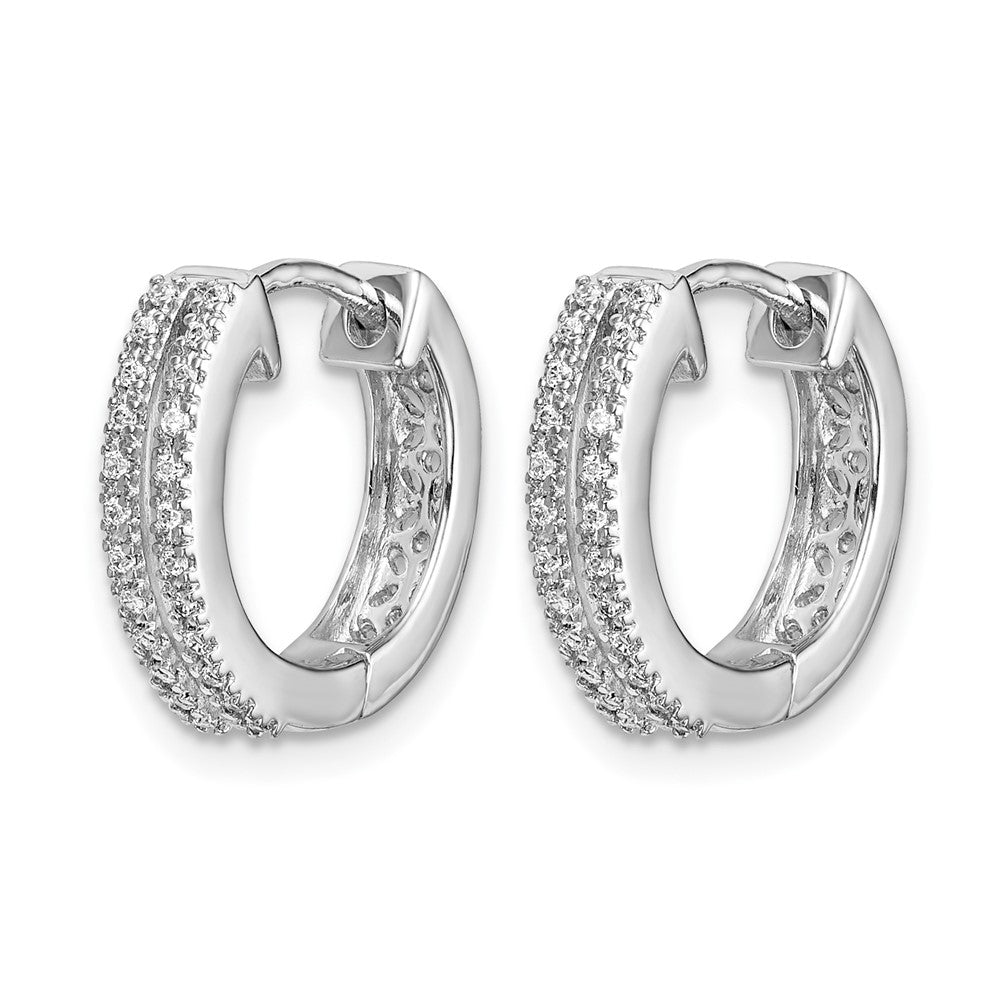 14k White Gold Diamond Hinged Round Hoop Earrings