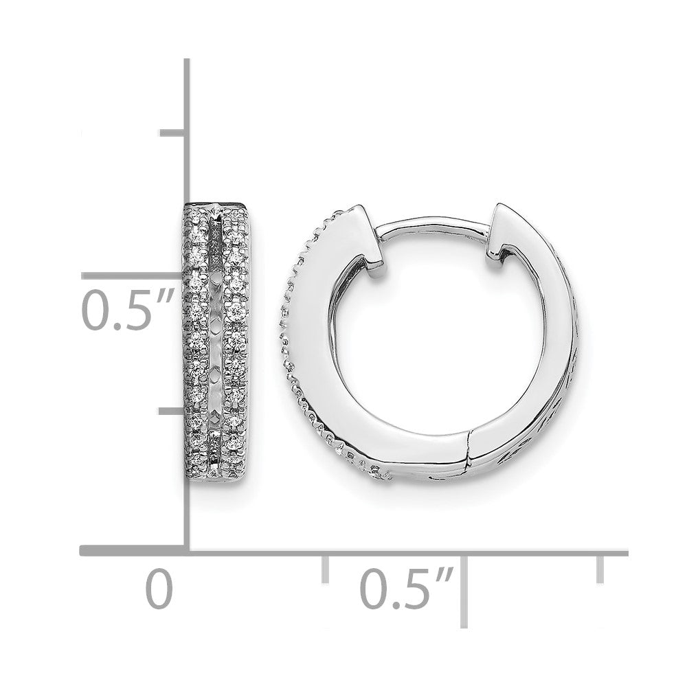 14k White Gold Diamond Hinged Round Hoop Earrings
