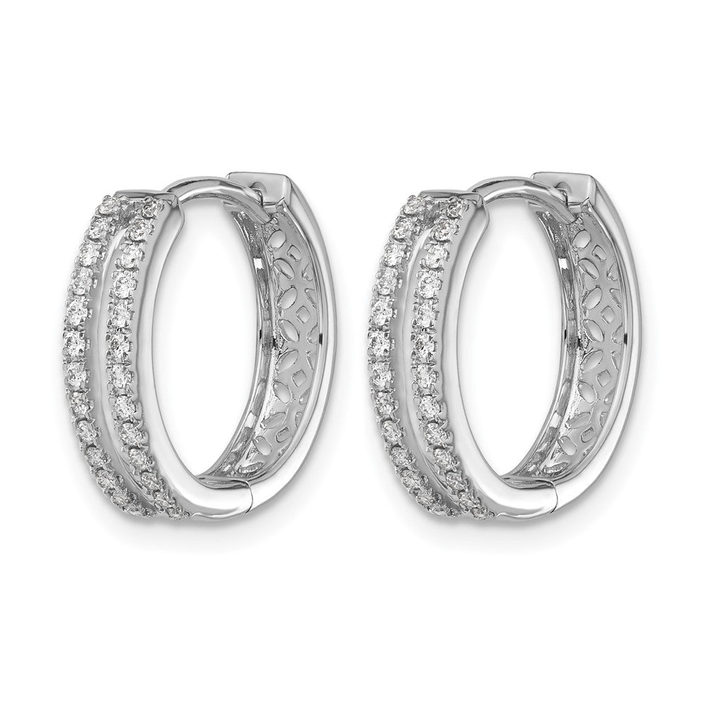 14k White Gold Diamond Hinged Round Hoop Earrings