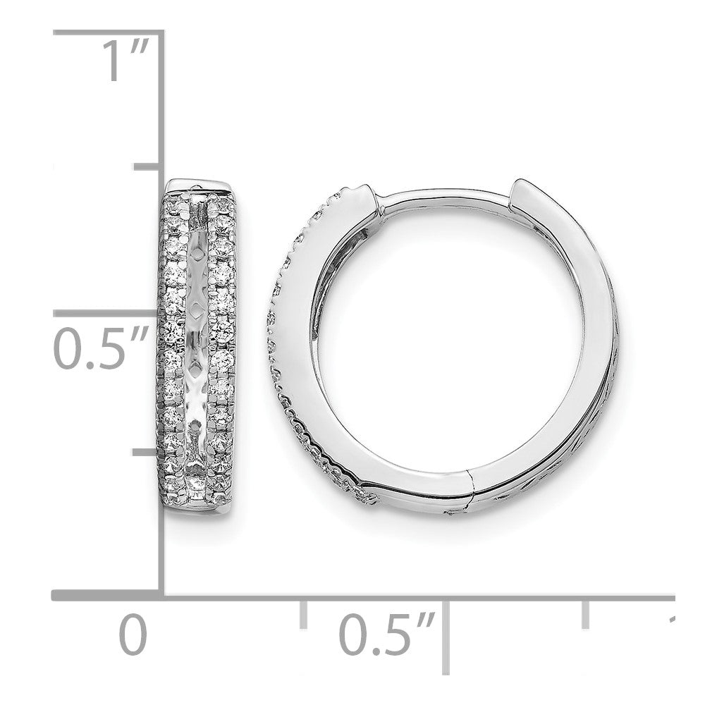 14k White Gold Diamond Hinged Round Hoop Earrings