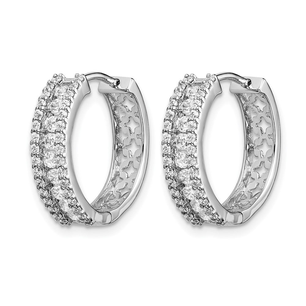 14k White Gold Diamond Hinged Hoop Earrings