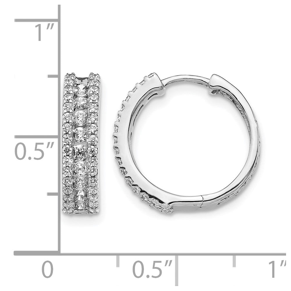 14k White Gold Diamond Hinged Hoop Earrings