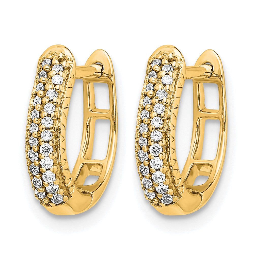10k Polished Diamond Hinged Hoop Earrings