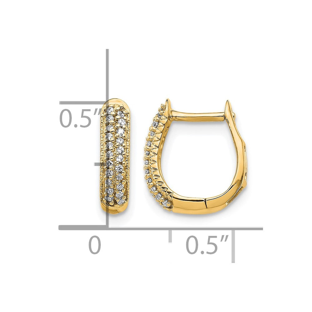 10k Polished Diamond Hinged Hoop Earrings