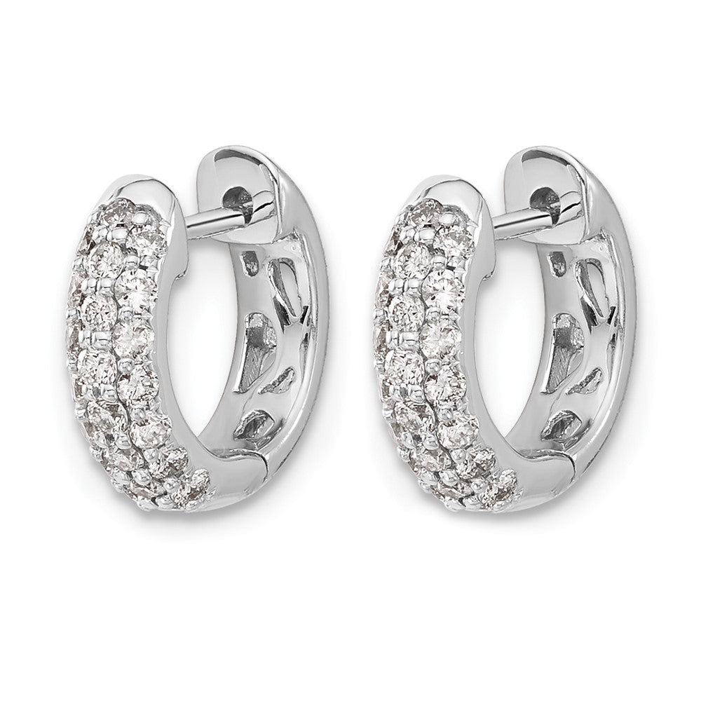 10k White Gold Diamond Hinged Hoop Earrings
