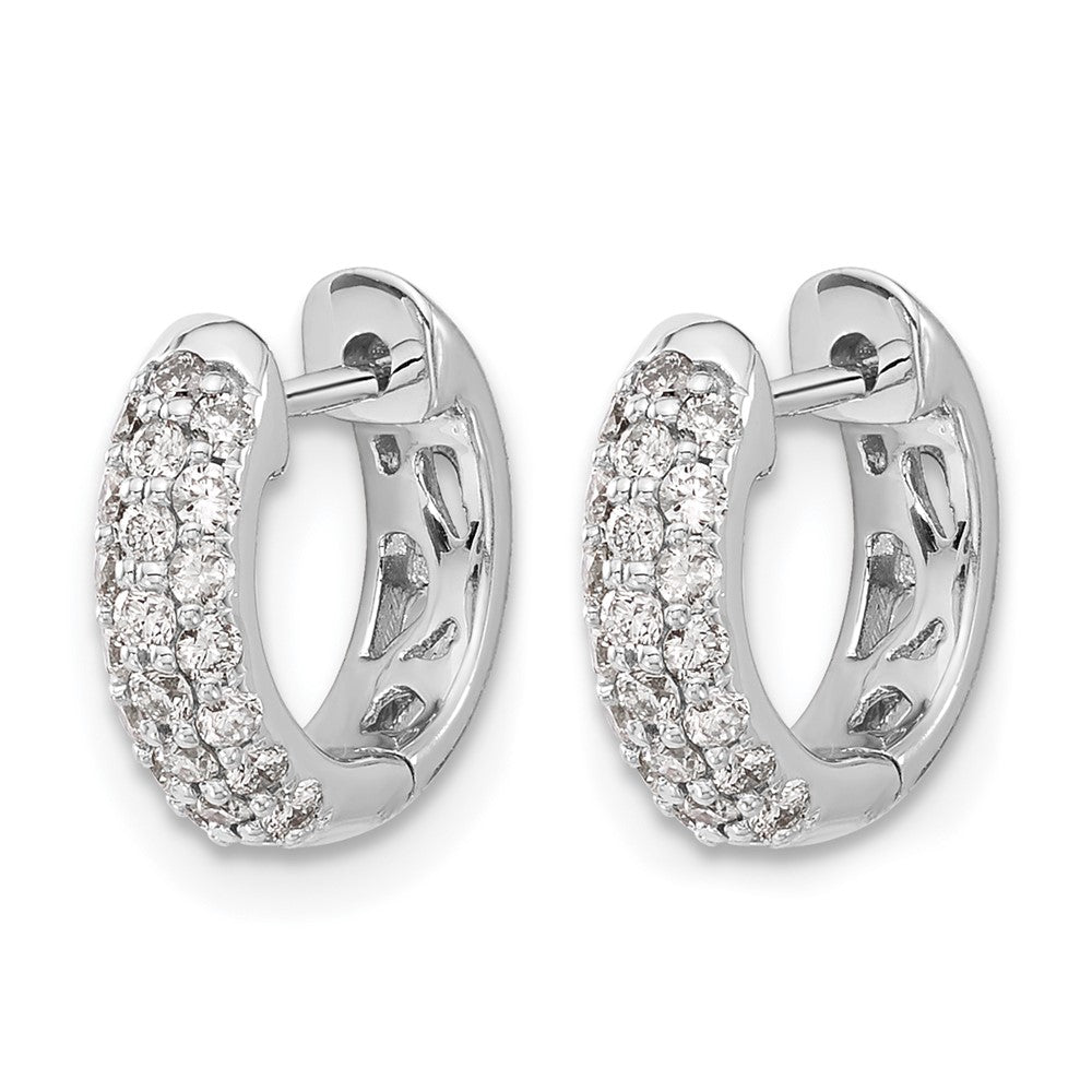 14k White Gold Diamond Hinged Hoop Earrings
