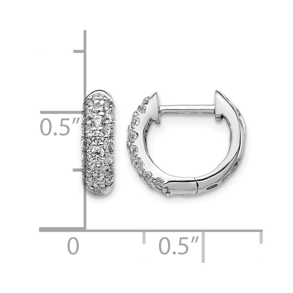 14k White Gold Diamond Hinged Hoop Earrings