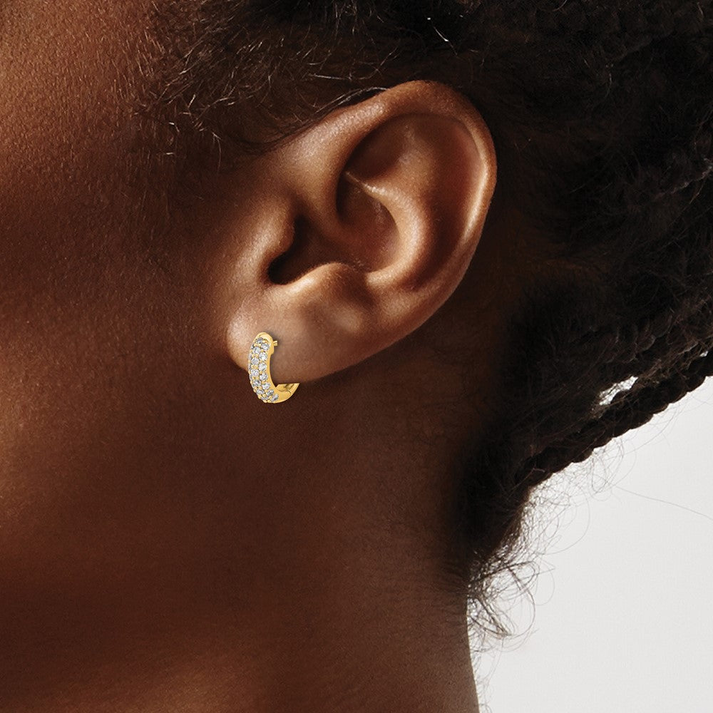 14k Diamond Hinged Hoop Earrings