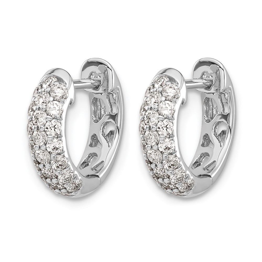 14k White Gold Diamond Hinged Hoop Earrings