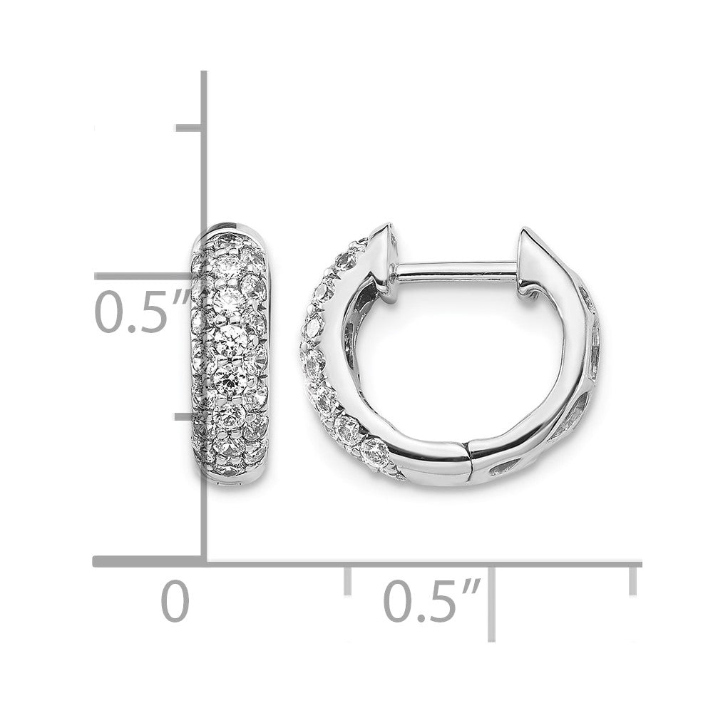 14k White Gold Diamond Hinged Hoop Earrings