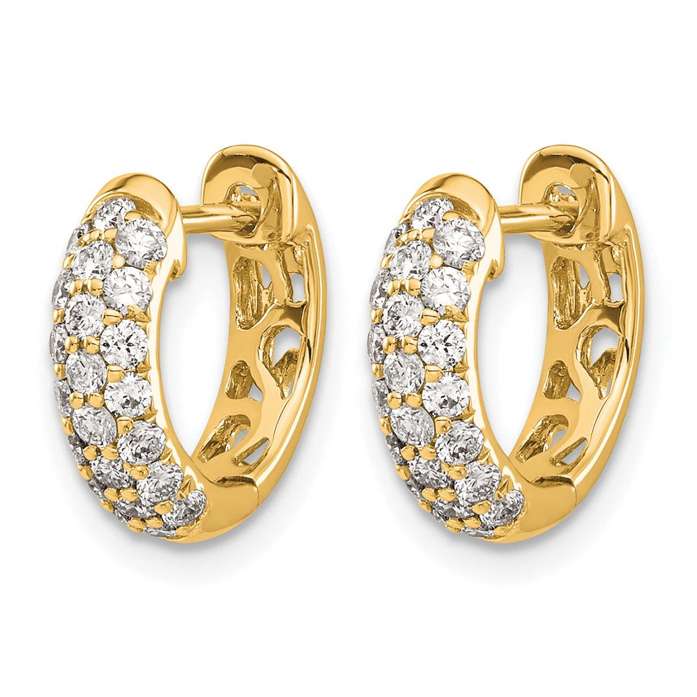 14k Yellow Gold Diamond Hinged Hoop Earrings