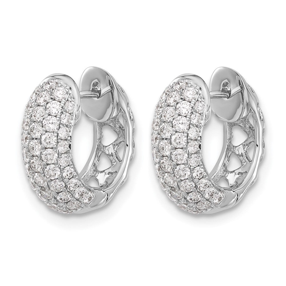 14k White Gold Diamond Hinged Hoop Earrings
