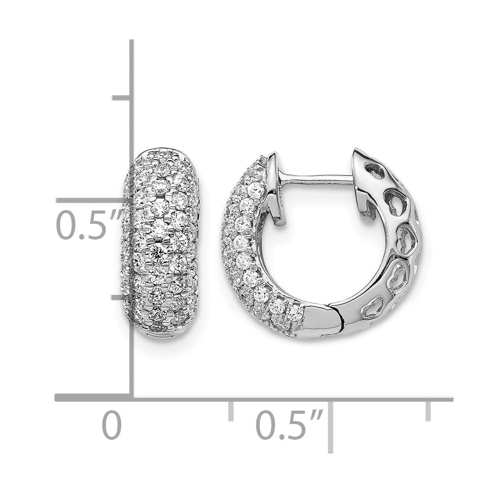 14k White Gold Diamond Hinged Hoop Earrings
