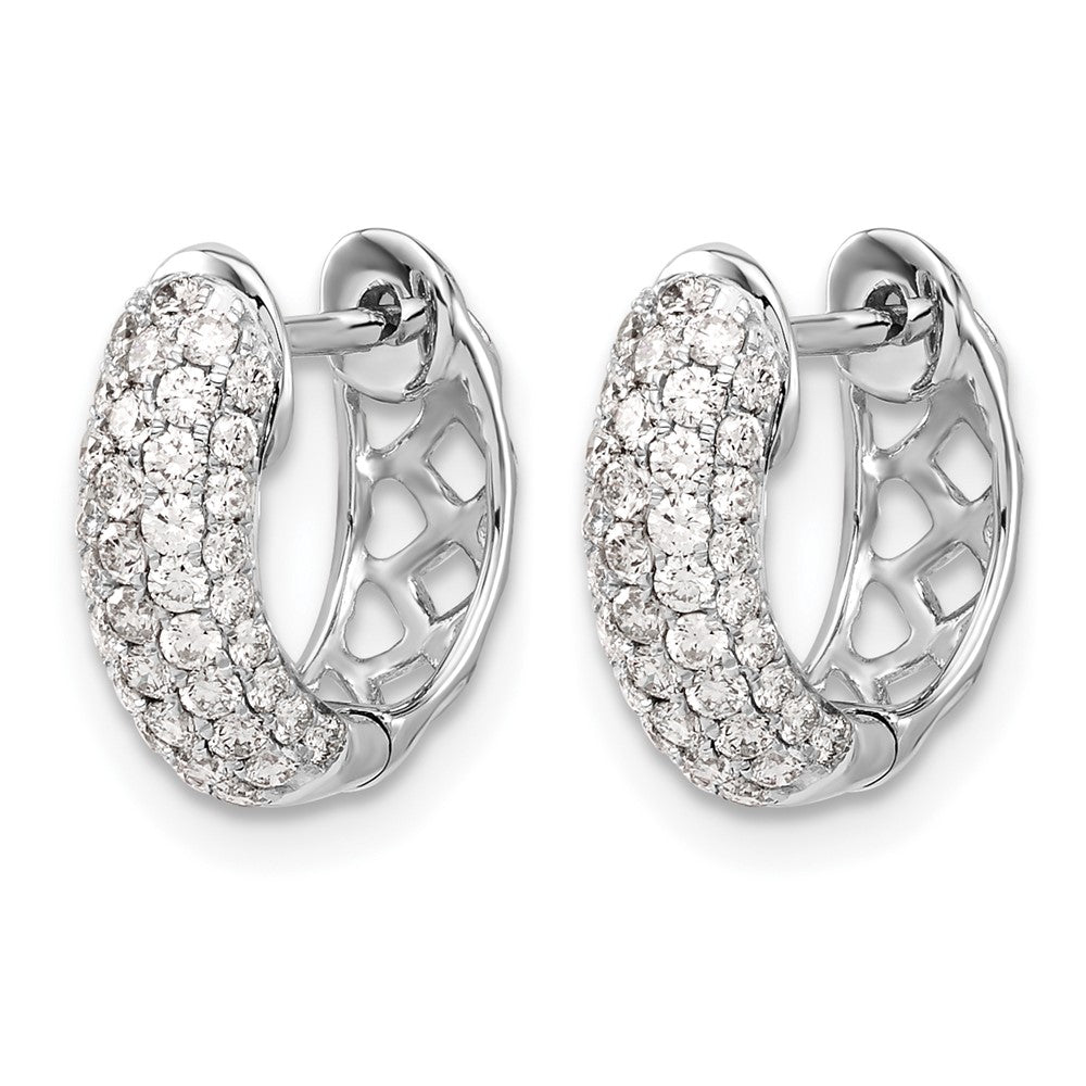 14k White Gold Diamond Hinged Hoop Earrings