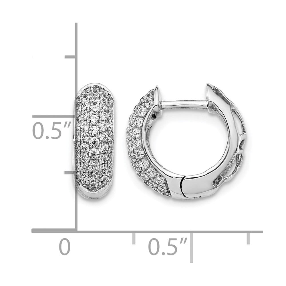 14k White Gold Diamond Hinged Hoop Earrings