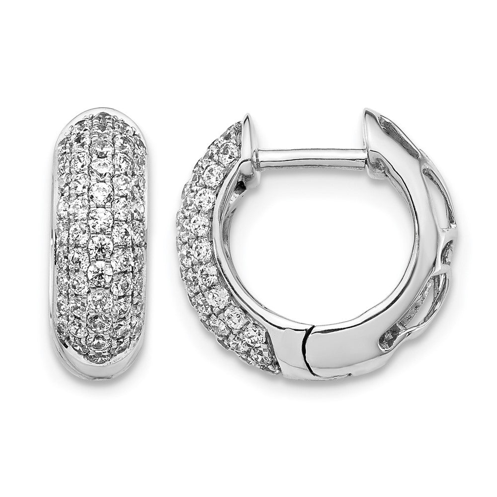 14k White Gold Diamond Hinged Hoop Earrings