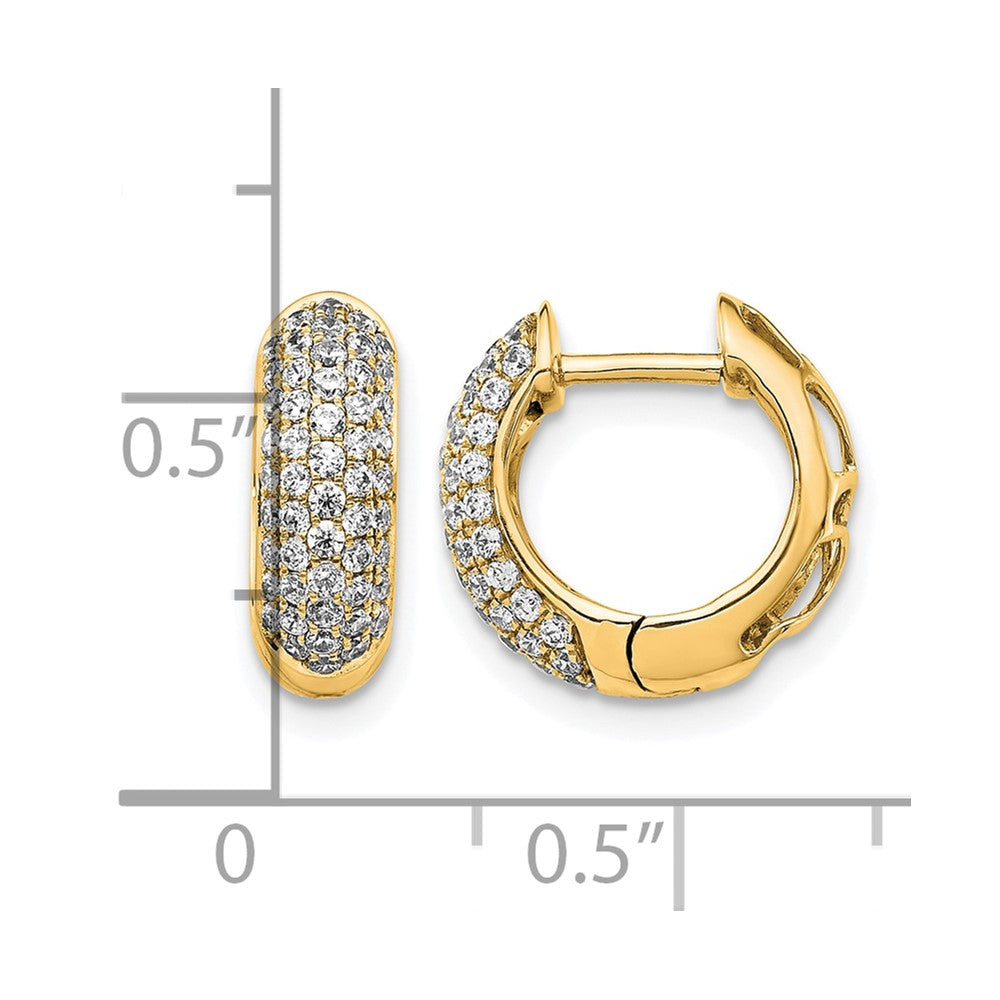 14k Yellow Gold Diamond Hinged Hoop Earrings