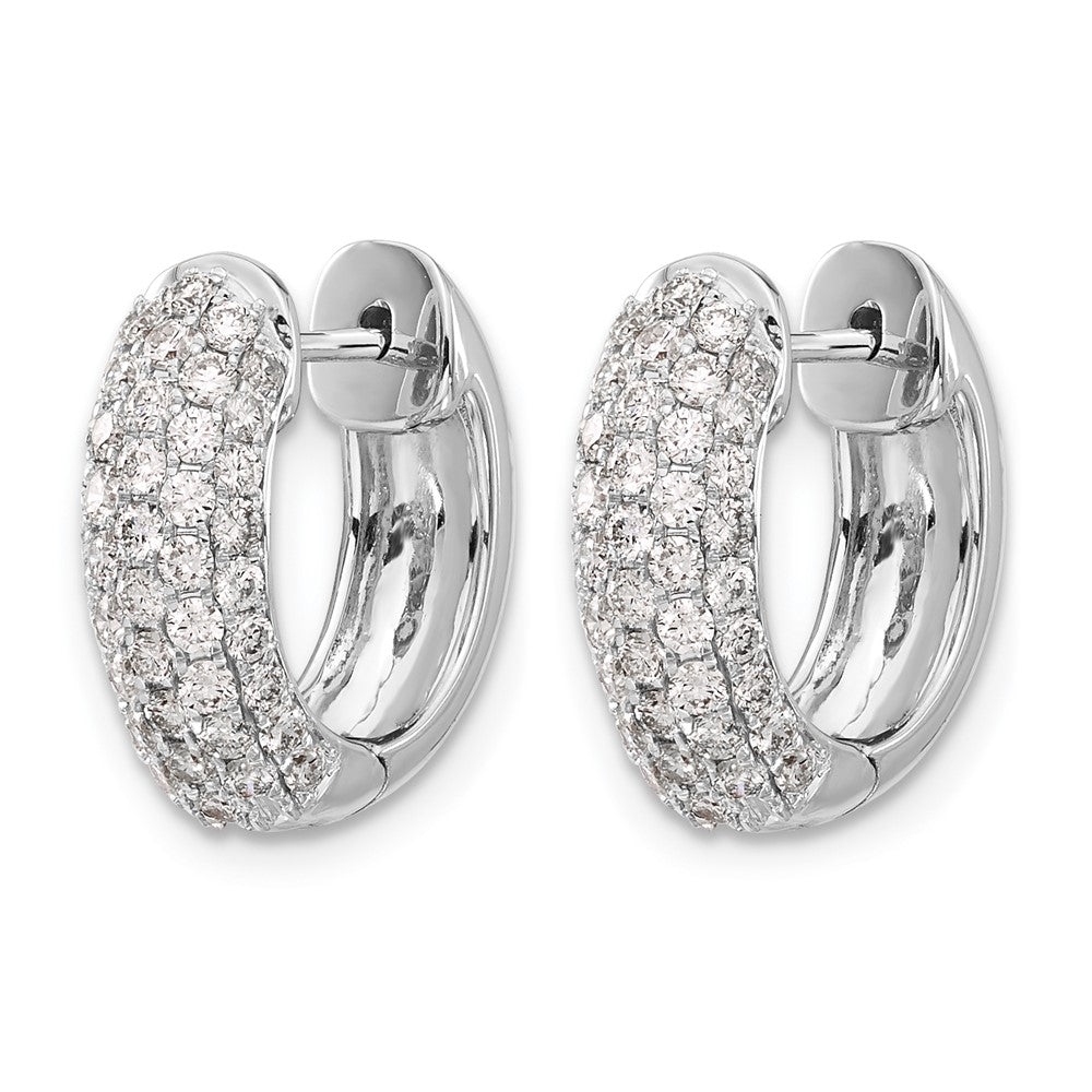 14k White Gold Diamond Hinged Hoop Earrings