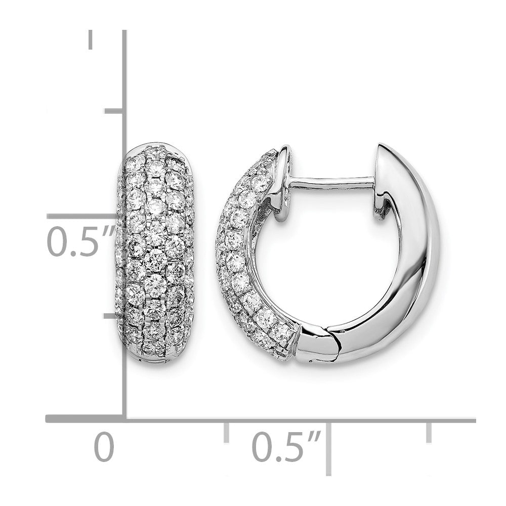 14k White Gold Diamond Hinged Hoop Earrings