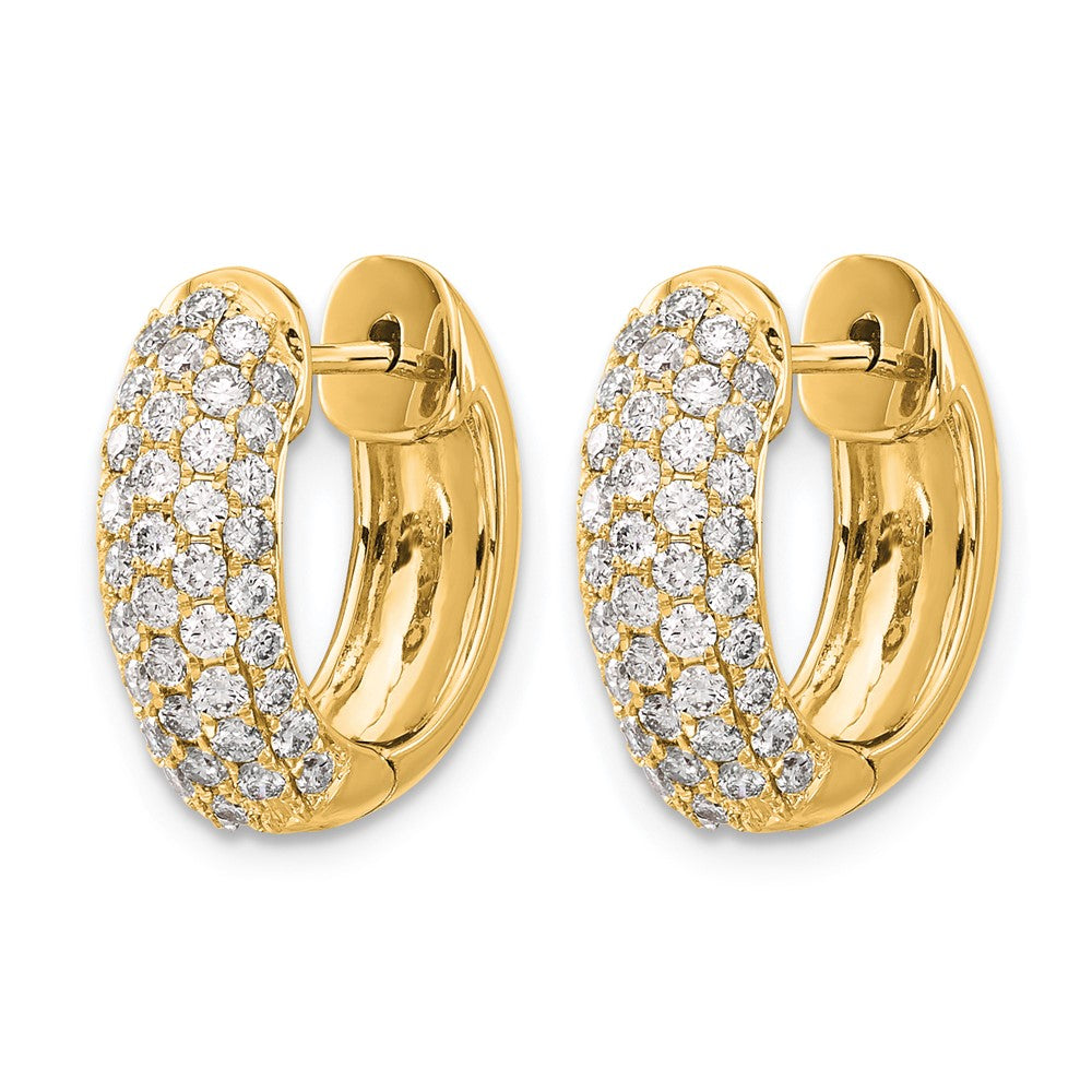 14k Yellow Gold Diamond Hinged Hoop Earrings